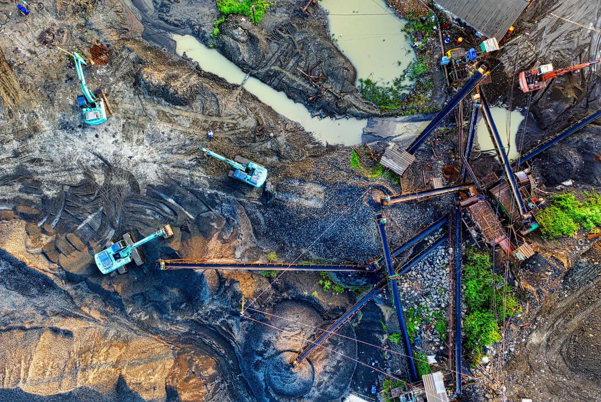 Aerial view of construction site