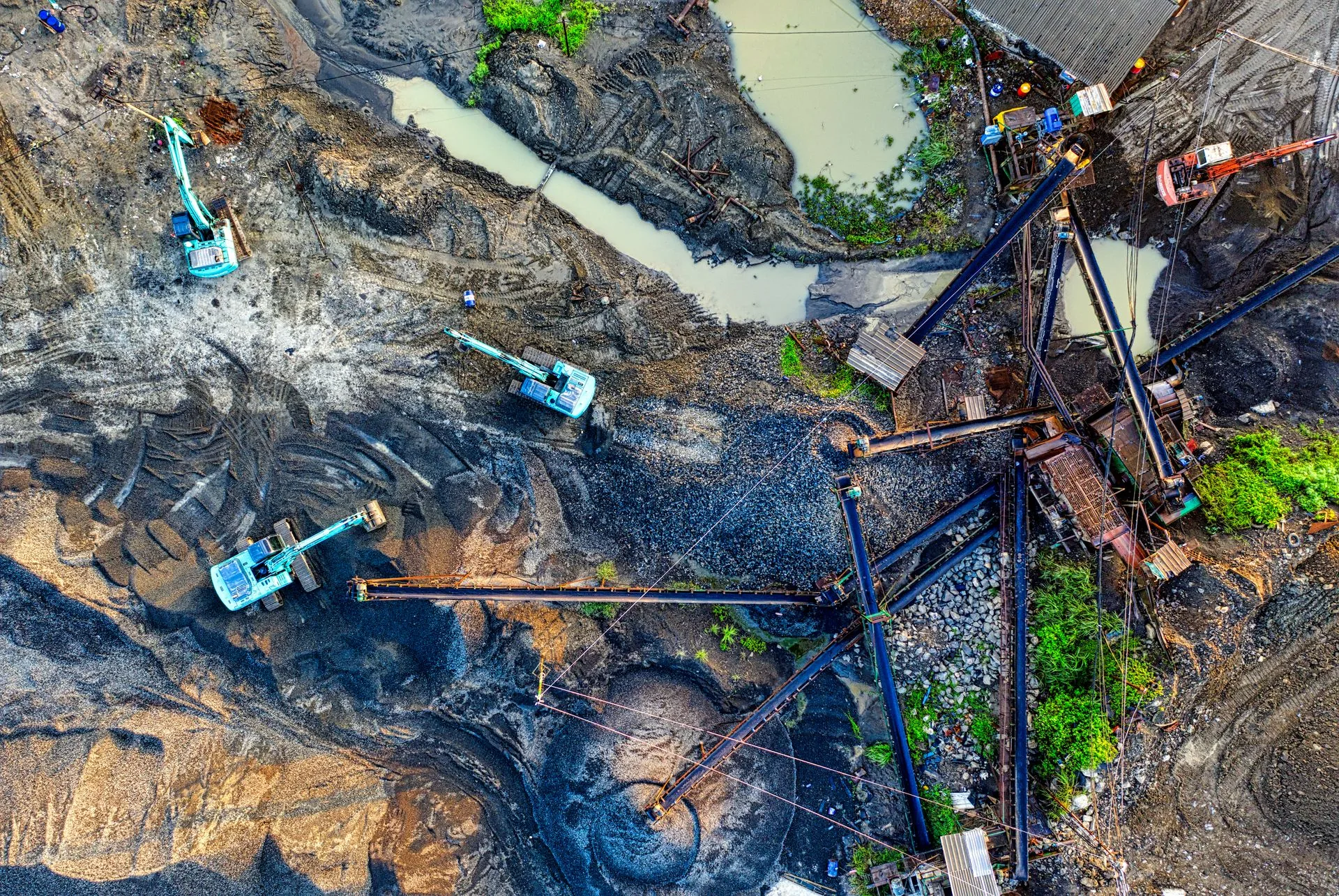 Aerial view of construction site