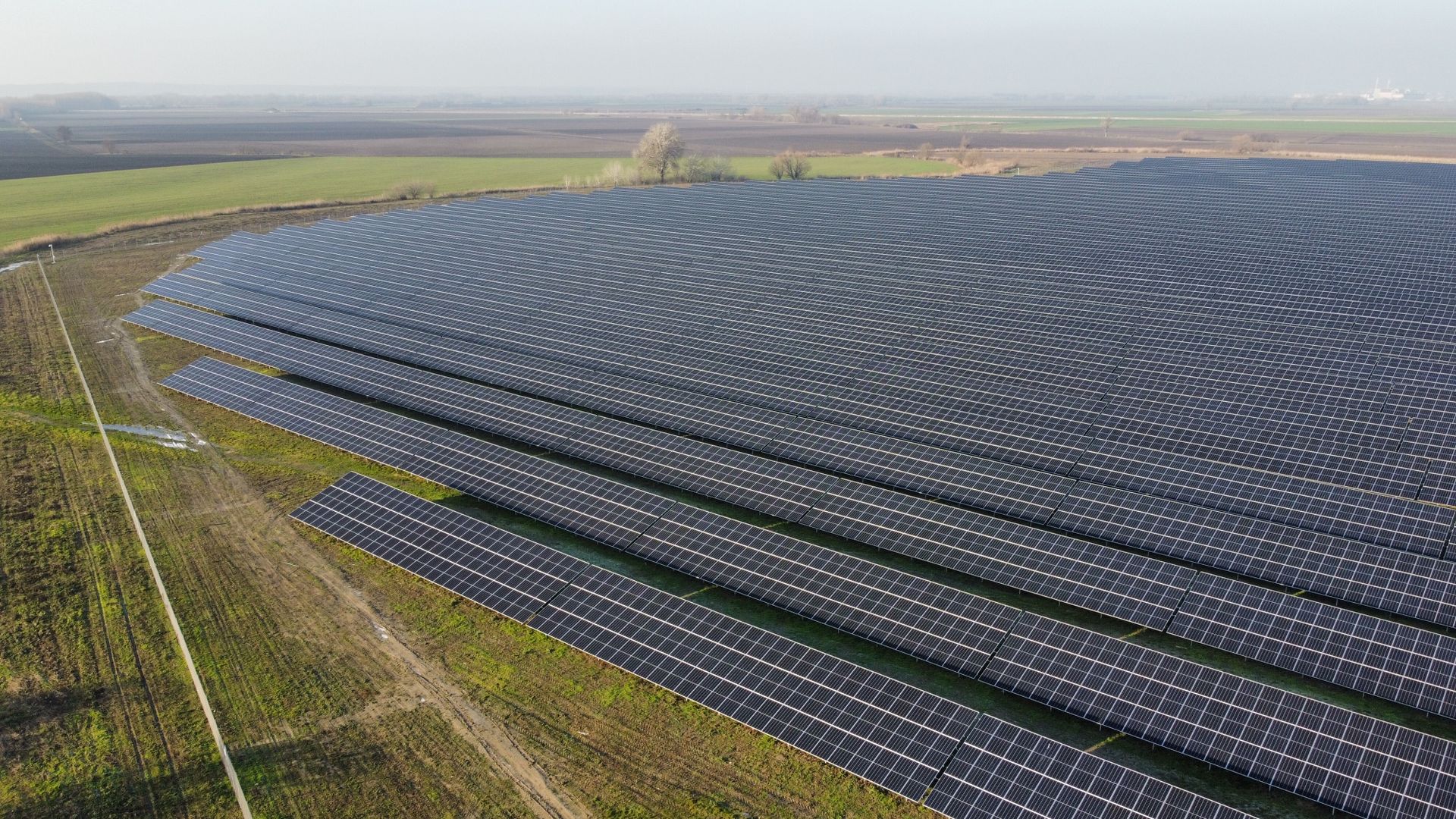 Aerial view of solar farm