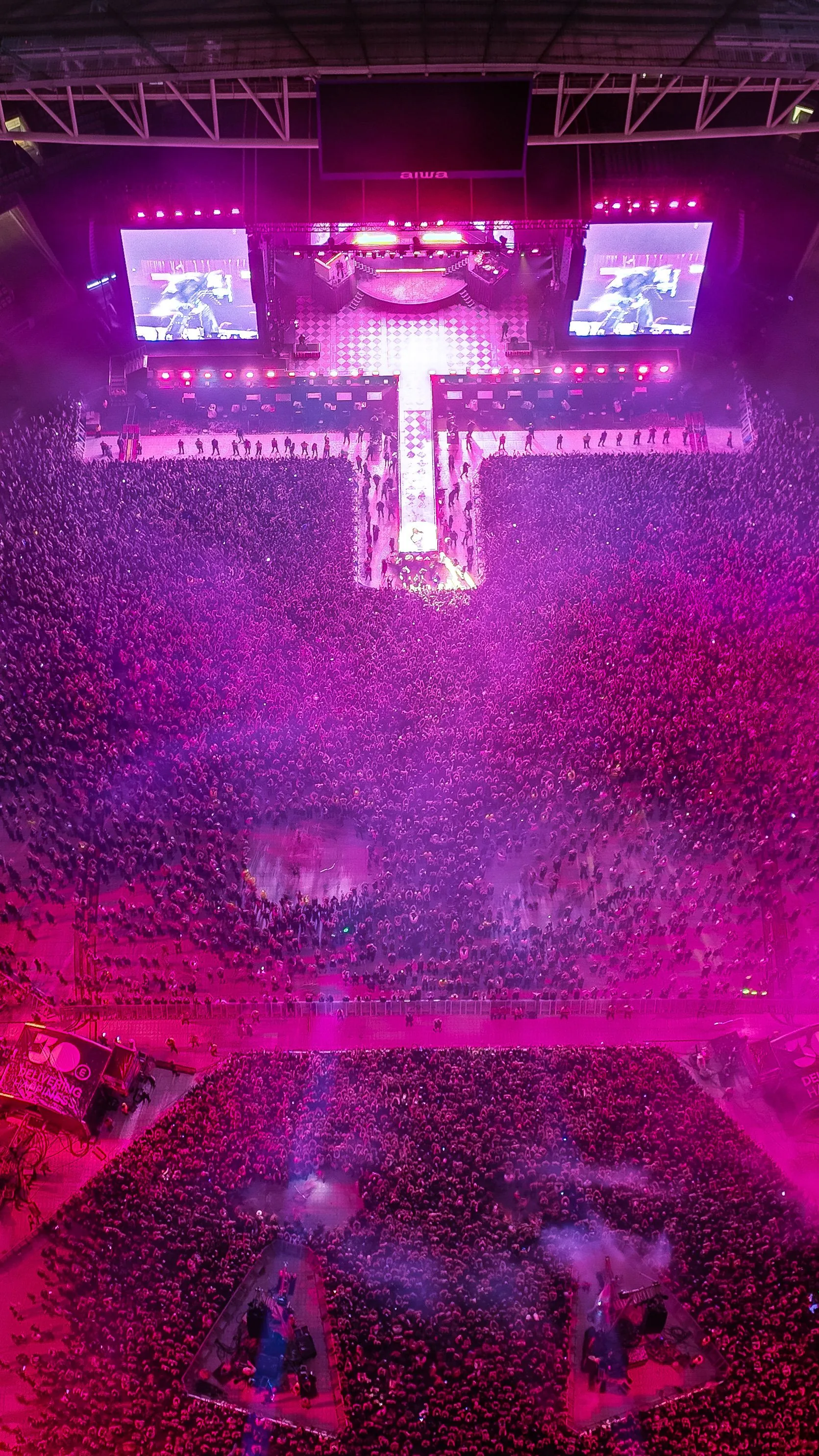 Aerial view of festival crowd