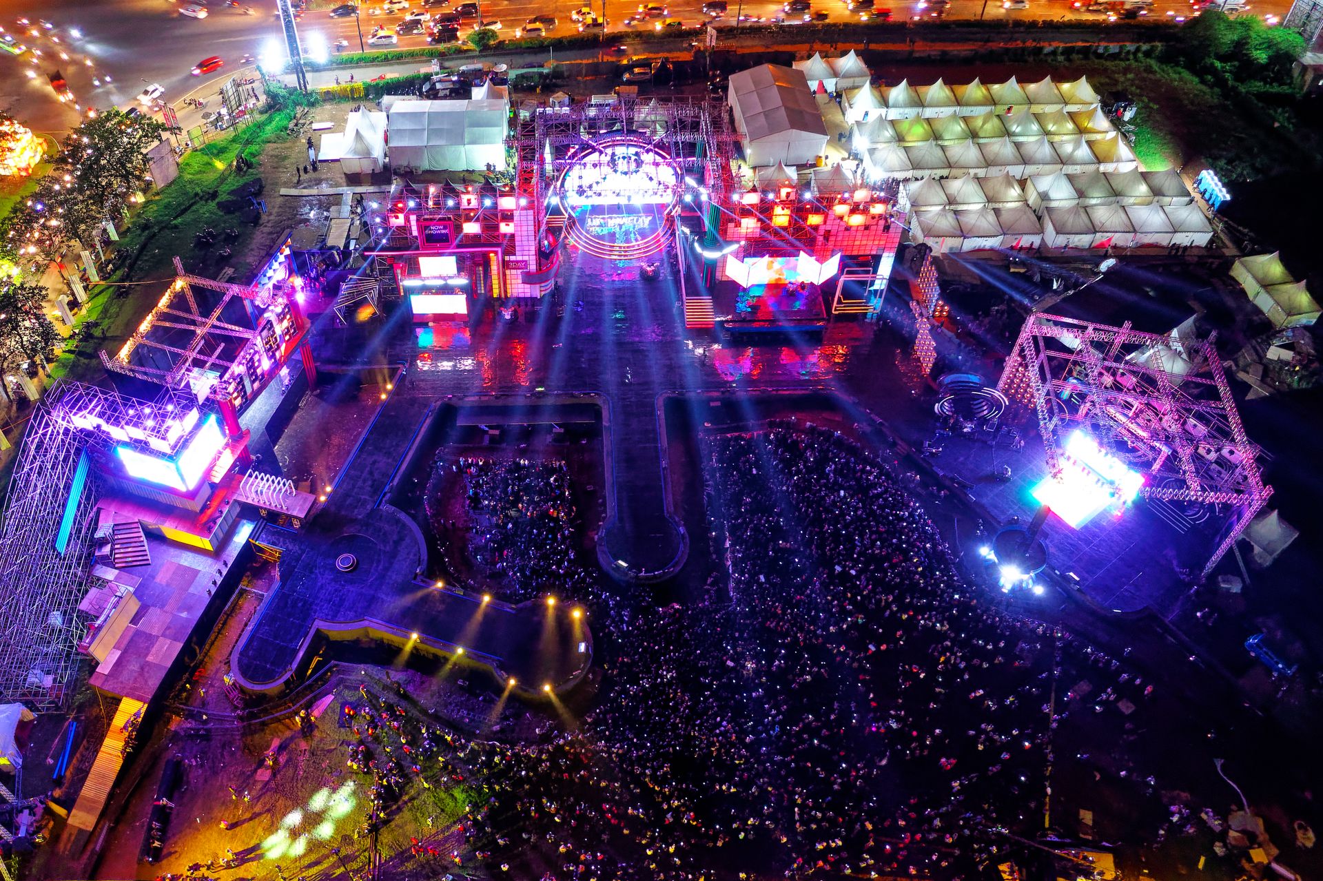 Aerial view of concert venue