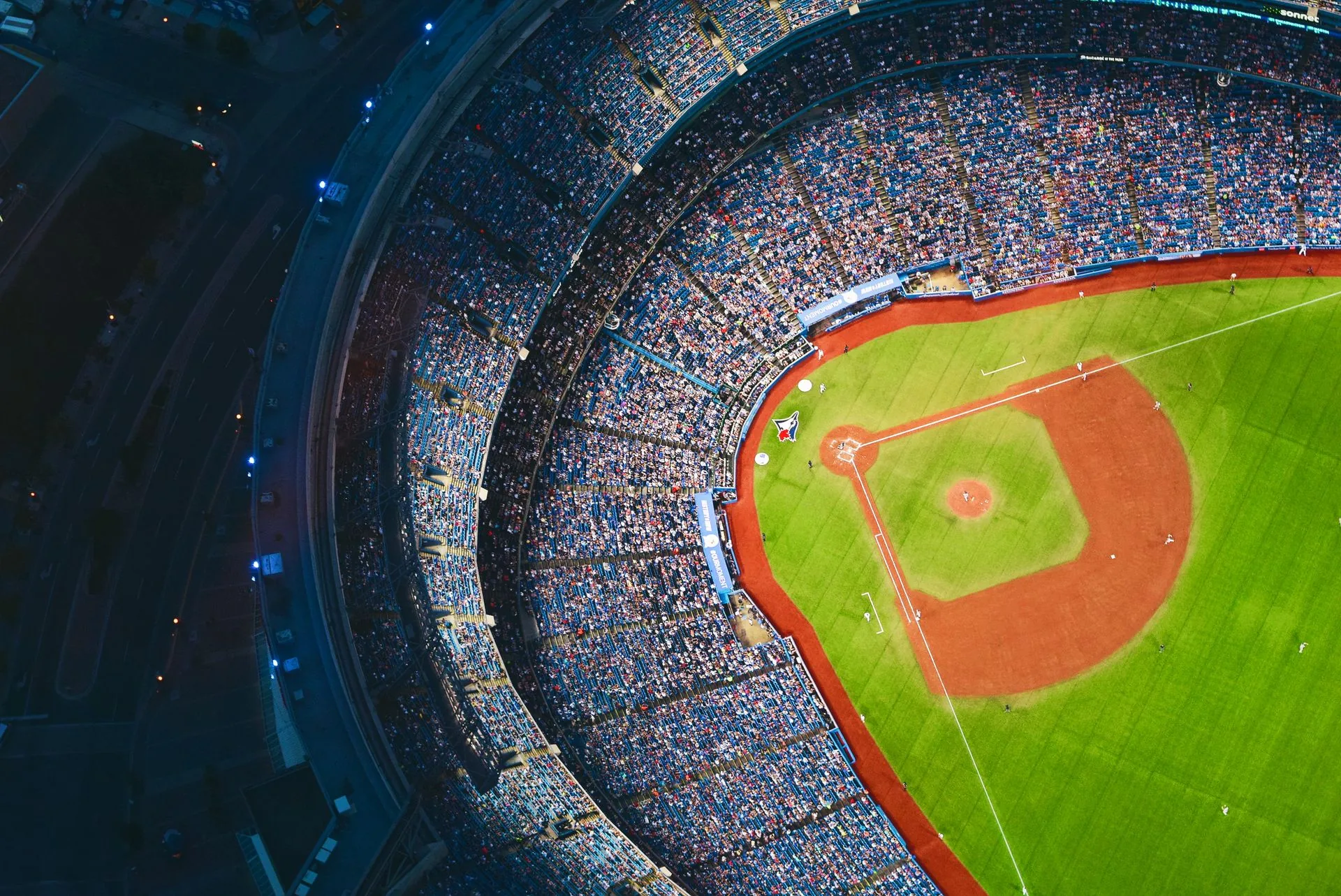Aerial view of sports stadium