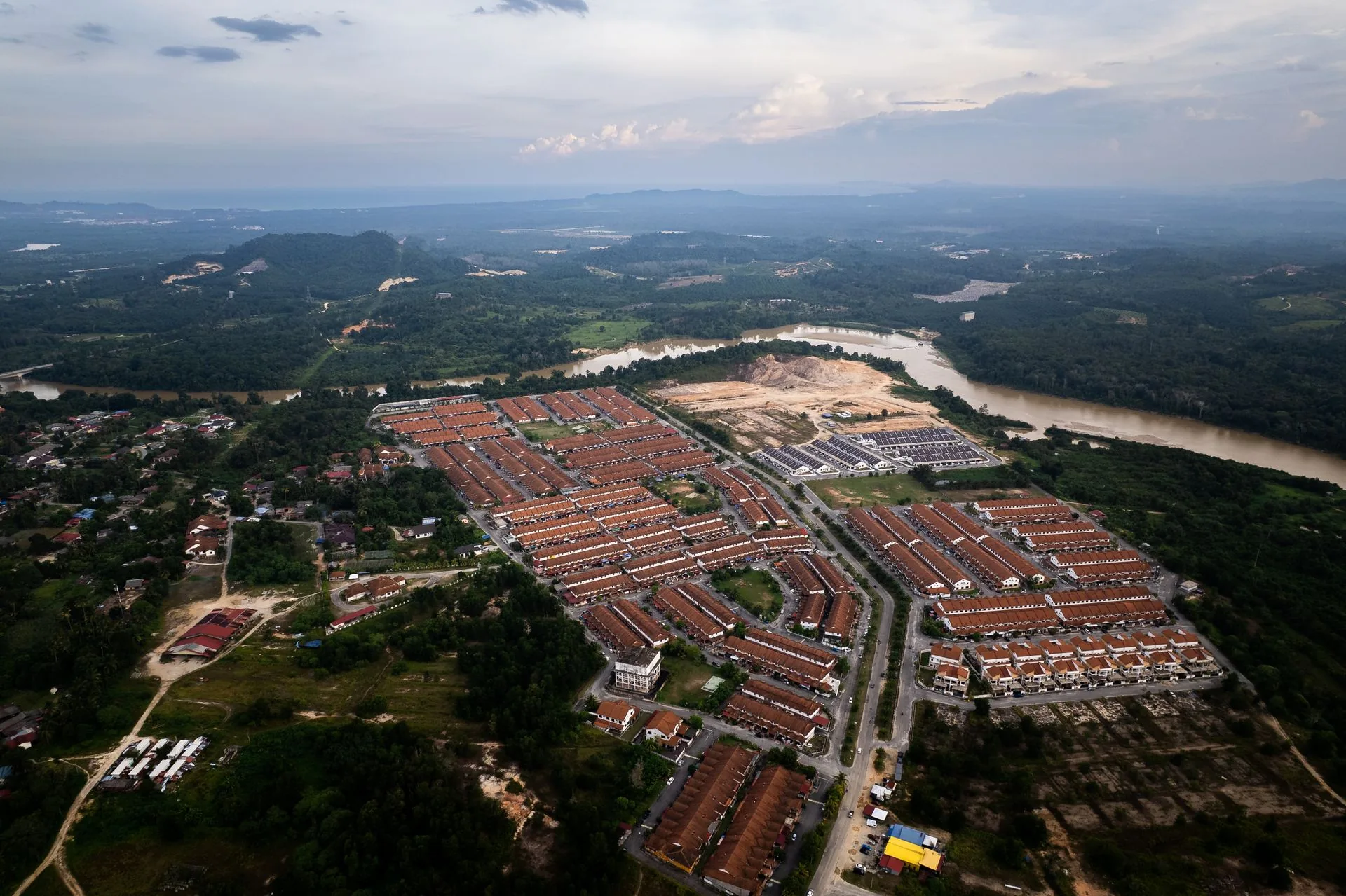 Aerial view of housing development